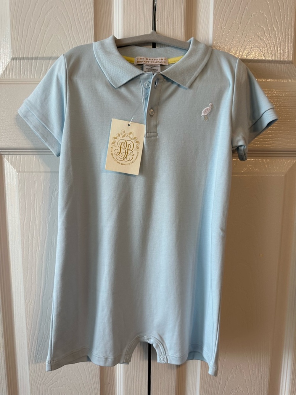 The Beaufort Bonnet Company Light Blue Polo Romper for Kids